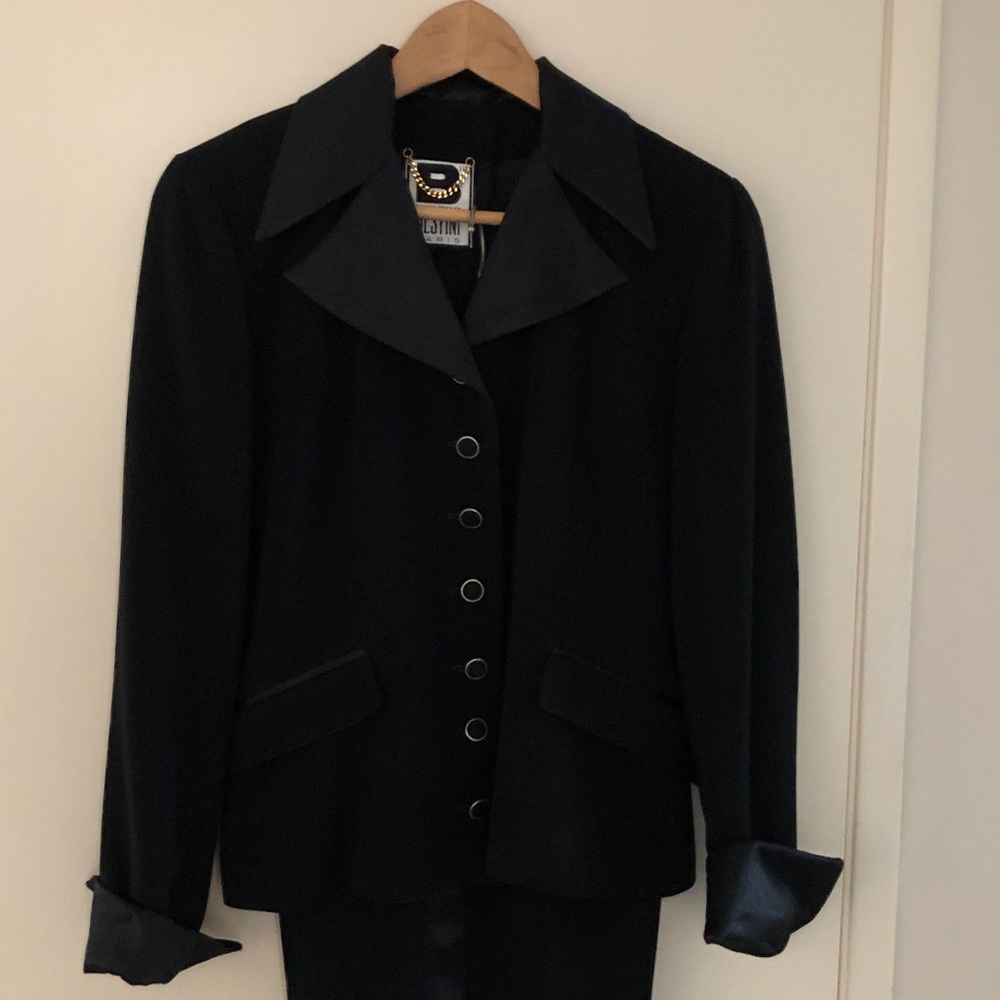 2pc Suit BESTINI PARIS Back To The Office Ready! Tuxedo like lace-up back! Black - Picture 1 of 17